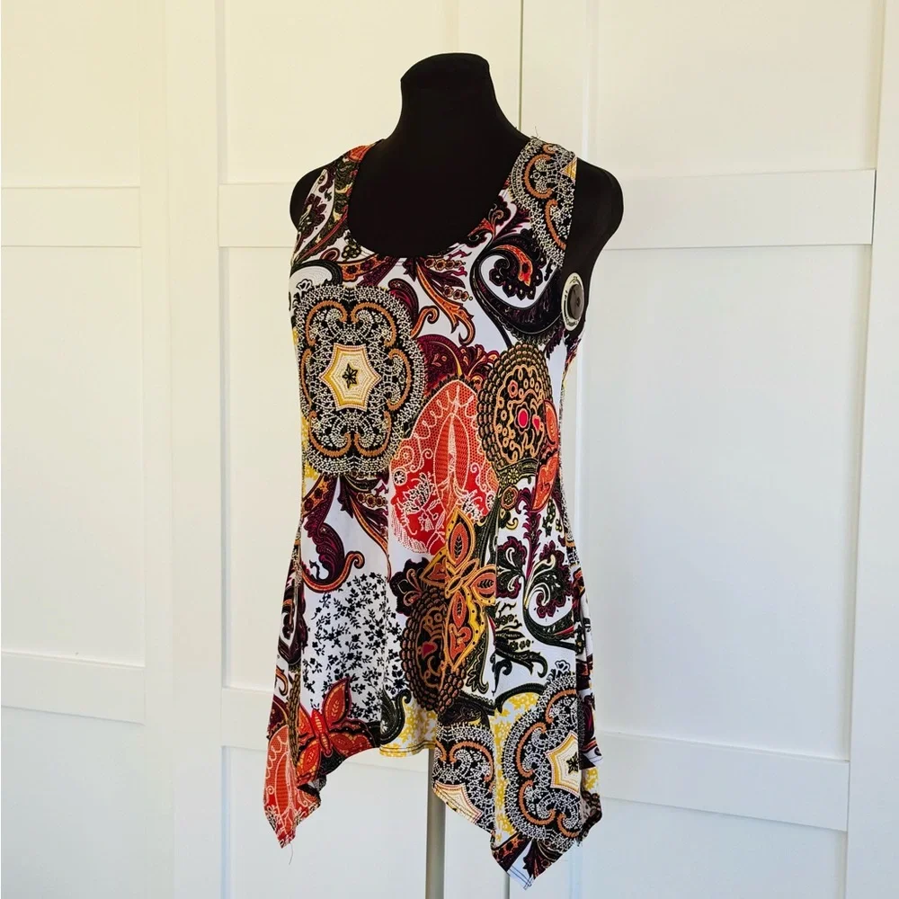 JOSTAR SLINKY SHARK HEM SLEEVELESS TOP TUNIC - Picture 4 of 7